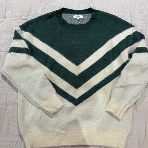 Entro Forest Green and Cream Chevron Crewneck Sweater
